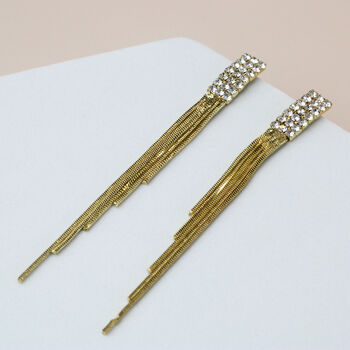 Sparkly Waterfall Chain Drop Stud Earrings For Party, 2 of 5