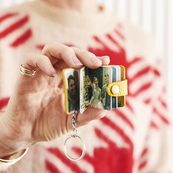 Personalised Leather Eight Photo Mini Book Keyring With Hot Stamped Initials, Name Or Date, 4 of 12