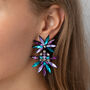 Peacock Cluster Blue And Purple Chandelier Earrings, thumbnail 1 of 3