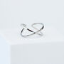 Sterling Silver Double Band Crossover Adjustable Ring, thumbnail 1 of 5
