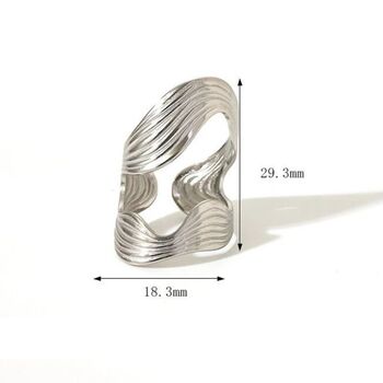 Textured Wave Adjustable Ring Open Statement Band, 2 of 6