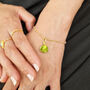 Natural Peridot August Birthstone Gold Plated Bracelet, thumbnail 2 of 5
