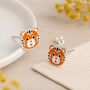 Sterling Silver Tiger Stud Earrings, thumbnail 1 of 5