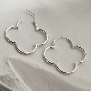 Sterling Silver Flower Hoops, 4 of 7