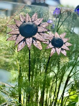 Set Of Two Copper Sunflower Garden Sculptures, 4 of 6