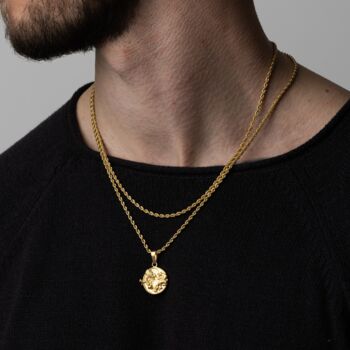 Gold Dragon Tiger Ying Yang Steel Pendant Necklace, 8 of 12