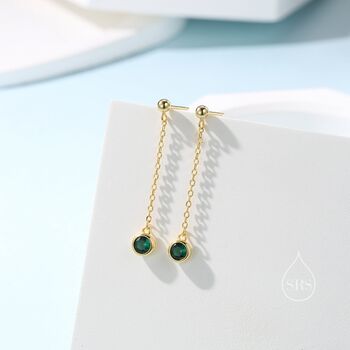 Dangling Emerald Green Cz Stud Earrings, 8 of 11
