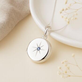 Personalised Sterling Silver December Birthstone Locket – Blue Topaz, 3 of 8