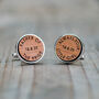 Father Of The Bride Wooden Wedding Date Cufflinks, thumbnail 1 of 5
