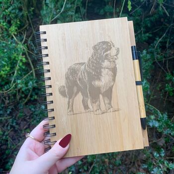 Personalised Bernese Mountain Dog Engraved Notebook, 4 of 5