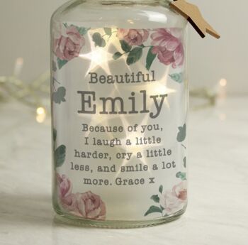 Personalised Floral Watercolour LED Glass Jar, 2 of 4