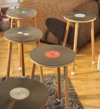 Vibyl Side Table Custom Made With Vinyl Records, 5 of 9