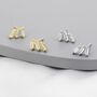 Sterling Silver Baguette Cz Trio Stud Earrings, thumbnail 5 of 12