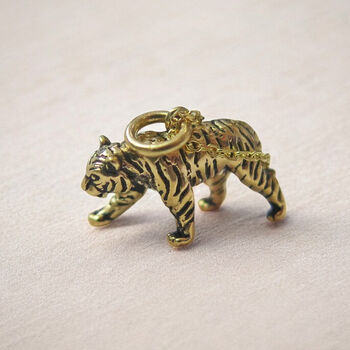 Mens Personalised Gold Plated Sterling Silver Tiger Necklace, 2 of 10