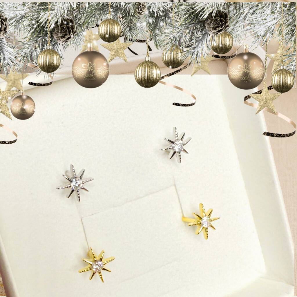 Star Earrings Set Christmas Gift Two Pairs Of Earrings, 1 of 5