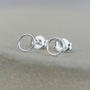 Sterling Silver Mini Geo Circle Studs, 2 of 8