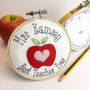 Personalised Best Teacher Ever Apple Embroidered Card, thumbnail 3 of 6