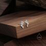 Clear Cz Cluster Stud Earrings In Sterling Silver, thumbnail 4 of 10