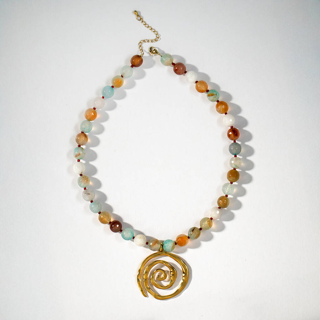 Chunky Gemstone Bead Necklace And Spiral Pendant Necklace, 1 of 5