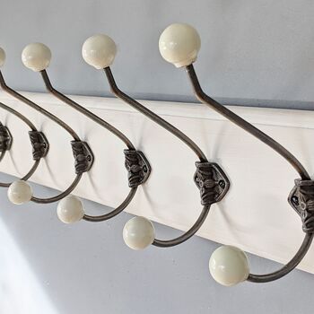 White Painted Coat Rack With Ball Top Hooks, 2 of 4