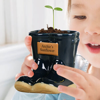 Personalised Blue Welly Boot Garden Planter, 3 of 10