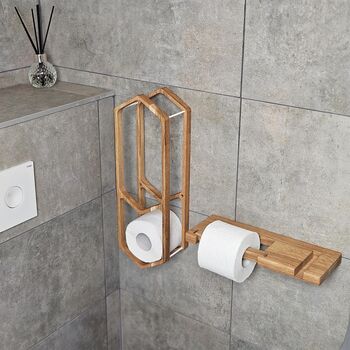 Handcrafted Scandi Design Oak Toilet Paper Rack, 7 of 10
