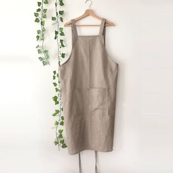 Personalised Stone 100% Linen Pinafore Apron, 2 of 8