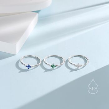 Hydrangea Sapphire Blue Cz Flower Ring Sterling Silver, 4 of 12
