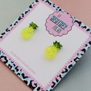 Pineapple Glitter Stud Earrings, 4 of 5