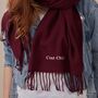 Personalised Slogan Long Burgundy Tassled Scarf, thumbnail 1 of 3