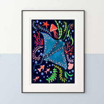 Stingray Sea Animal Colourful Nursery Print, 2 of 8