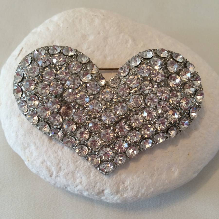 Large Diamante Heart Brooch By Iamia