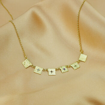 Family Birthstone Square Charm Necklace, 3 of 4