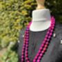 Hand Knotted Silk Bead Necklace Fuchsia Pink, thumbnail 3 of 4