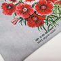 Organic Cotton Red Dianthus Reusable Pouch With Eco Satin Ribbon, thumbnail 6 of 7