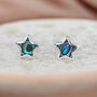 Mini Sterling Silver Blue Star Stud Earrings, thumbnail 1 of 9