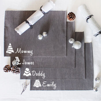 Four Personalised Christmas Tree Placemats, 2 of 4