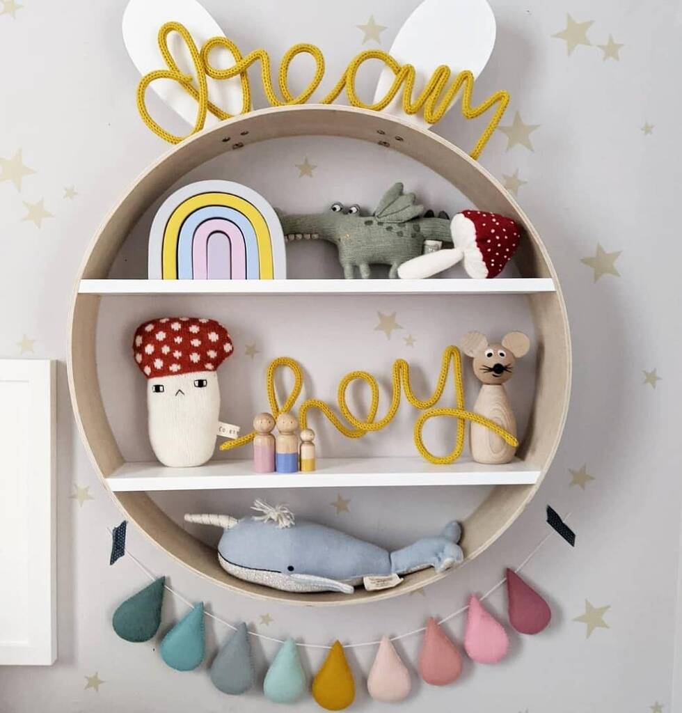 heykiddostudio – knitted wire words – knitted wire words for a Scandi style  modern kids bedroom, playroom and nursery.