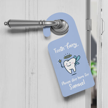 Tooth Fairy Stop Here Acrylic Bedroom Door Hanger Sign, 2 of 2