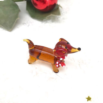 Handblown Glass Dachshund Decoration, 2 of 2