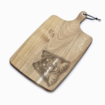 Personalised Finnish Lapphund Engraved Acacia Serving Board, 8 of 8