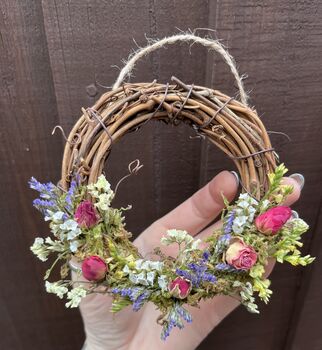 Mini Spring Wreath With Dried Flowers Mothers Day Gift, 2 of 2