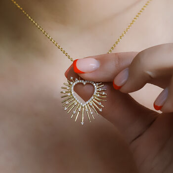 Cher Starburst Heart Pendant Necklace, 2 of 11