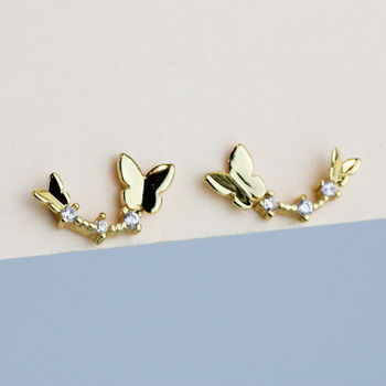 Sterling Silver Butterfly Curve Stud Earrings, 4 of 6