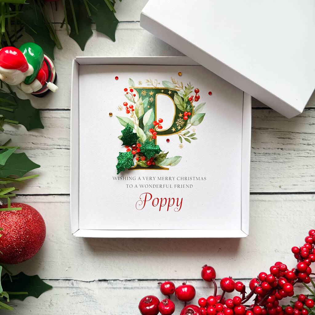 Handmade Monogramed Christmas Card For Any Recipient, 1 of 8