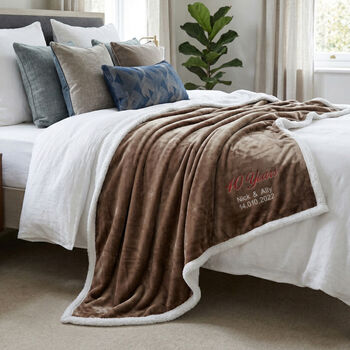 Personalised Ruby Wedding Anniversary Neutral Blanket, 8 of 9