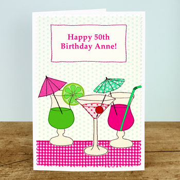 'Cocktails' Personalised Birthday Card, 3 of 4
