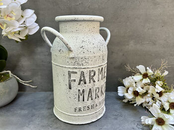 White Metal Milk Churn Vase – Round Decorative, 2 of 12