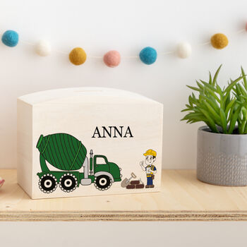Personalised Cement Mixer Construction Piggy Bank, 2 of 4