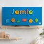 Personalised Blue Premium Shapes Wooden Name Puzzle, thumbnail 1 of 5